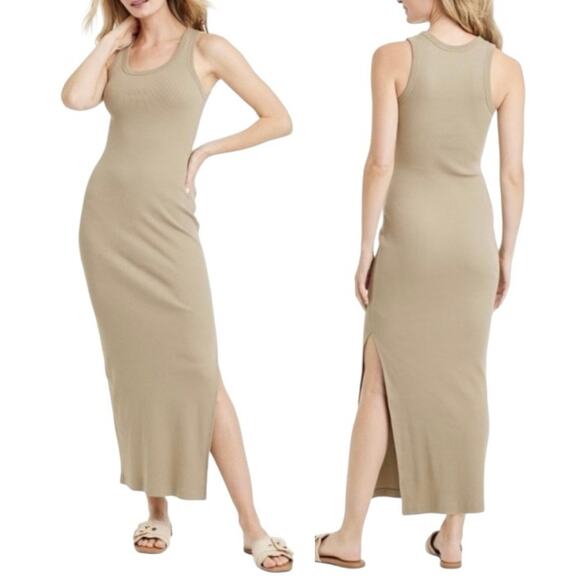 NEW UNIVERSAL THREAD Tank Maxi Dress with Slit Hem Brown Size Large Coastal Boho - Picture 1 of 5